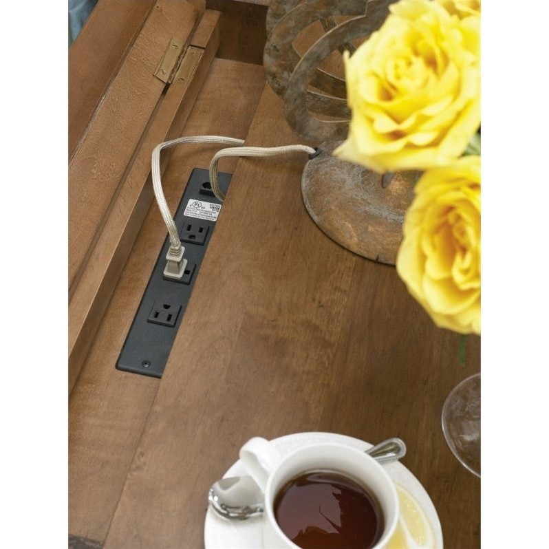 Pemberly Row Contemporary Solid Alder Nightstand in Cognac Finish