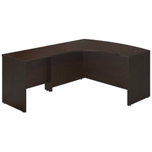 Pemberly Row 60&quotW x 43&quotD Left Bowfront Desk Shell in Mocha Cherry