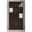 Pemberly Row 36W 5 Shelf Bookcase with Doors in Mocha Cherry - Engineered Wood