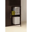 Pemberly Row 36W 5 Shelf Bookcase with Doors in Mocha Cherry - Engineered Wood