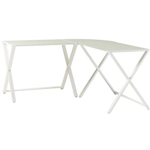 Pemberly Row 51&quot L-Shaped Computer Desk with X-Base in White