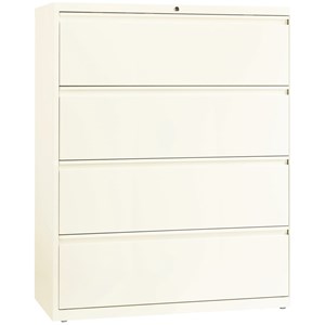 Pemberly Row 42&quotW Metal 4 Drawer Lateral Filing Cabinet Off White