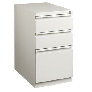 Pemberly Row 20&quot Light Gray Mobile Pedestal Filing Cabinet 3-Drawer Box/Box/File