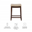 Pemberly Row Backless Counter Stool Beige Faux Leather Wood Frame in Brown