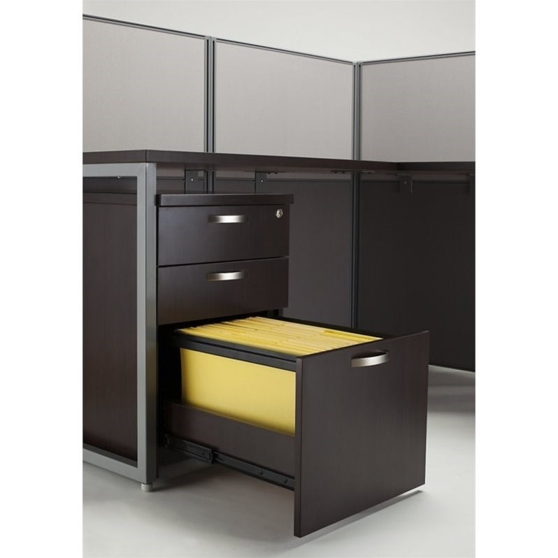 Pemberly Row Contemporary 3-Drawer Mobile Filing Cabinet in Cherry