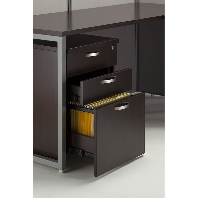 Pemberly Row Contemporary 3-Drawer Mobile Filing Cabinet in Cherry