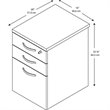 Pemberly Row Contemporary 3-Drawer Mobile Filing Cabinet in Cherry