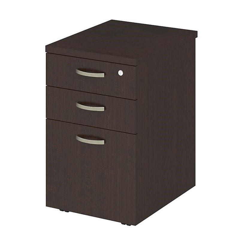 Pemberly Row Contemporary 3-Drawer Mobile Filing Cabinet in Cherry