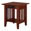 Pemberly Row Solid Wood End Table with Built in Device Charger in Brown Walnut