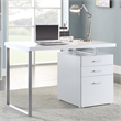 Pemberly Row Modern 3-Drawer Wood Office Desk in White and Silver