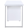 Pemberly Row Modern 3-Drawer Wood Office Desk in White and Silver