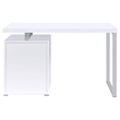 Pemberly Row Modern 3-Drawer Wood Office Desk in White and Silver