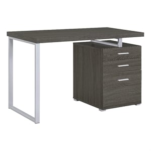 pemberly row 3-drawer wood office desk weathered gray and silver