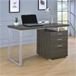 Pemberly Row 3-Drawer Wood Office Desk Weathered Gray and Silver