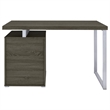 Pemberly Row 3-Drawer Wood Office Desk Weathered Gray and Silver