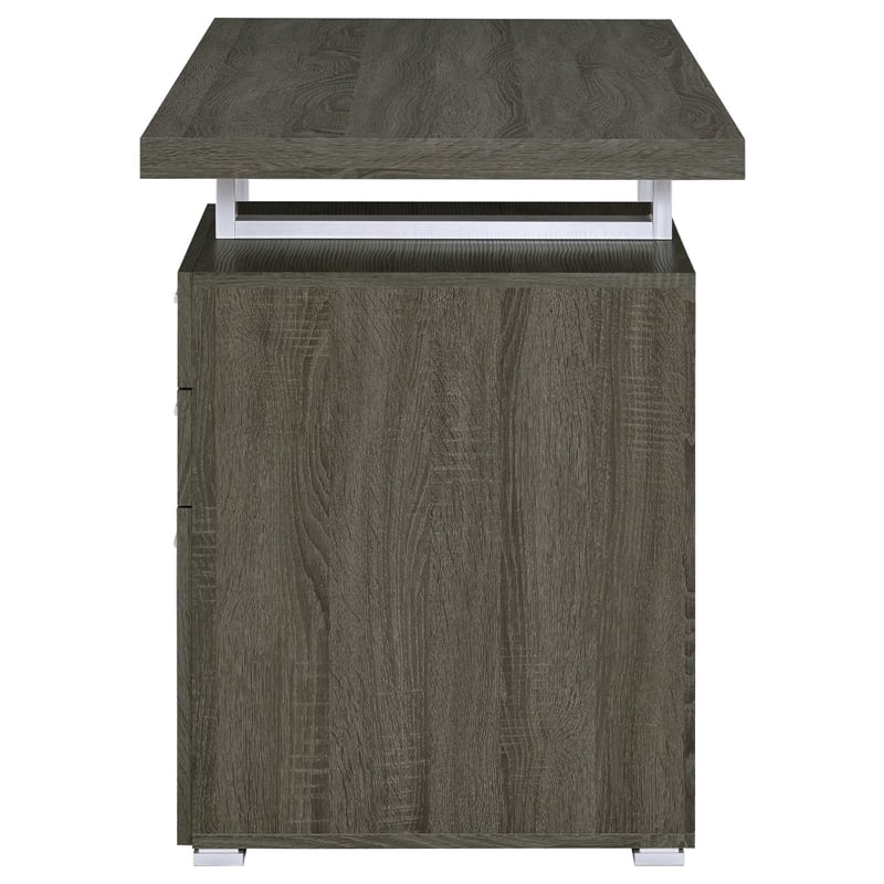 Pemberly Row 3-Drawer Wood Office Desk Weathered Gray and Silver
