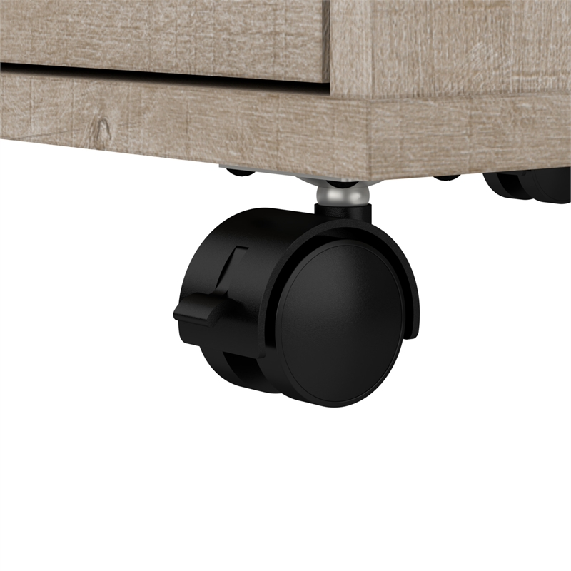 Pemberly Row Contemporary 2-Drawer Mobile Pedestal in Washed Gray