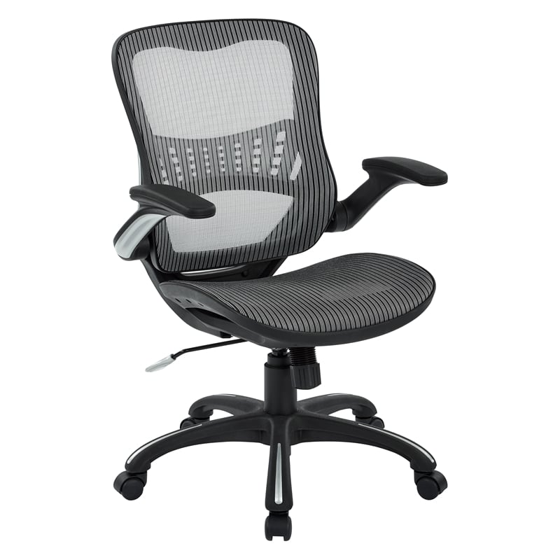 Pemberly Row Mesh Seat and Back Manager Chair in Gray Mesh Fabric