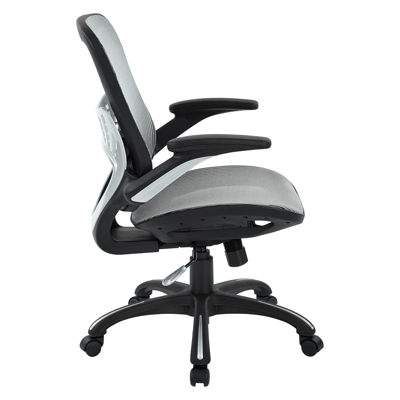 Pemberly Row Mesh Seat and Back Manager Chair in Gray Mesh Fabric