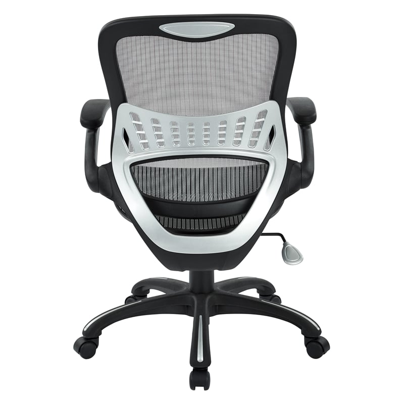 Pemberly Row Mesh Seat and Back Manager Chair in Gray Mesh Fabric