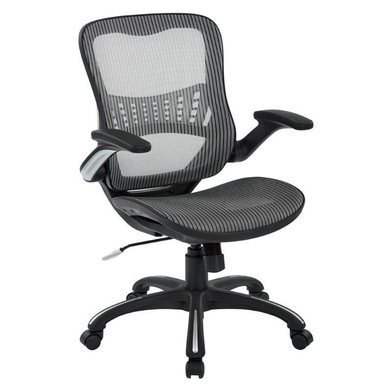Pemberly Row Mesh Seat and Back Manager Chair in Gray Mesh Fabric