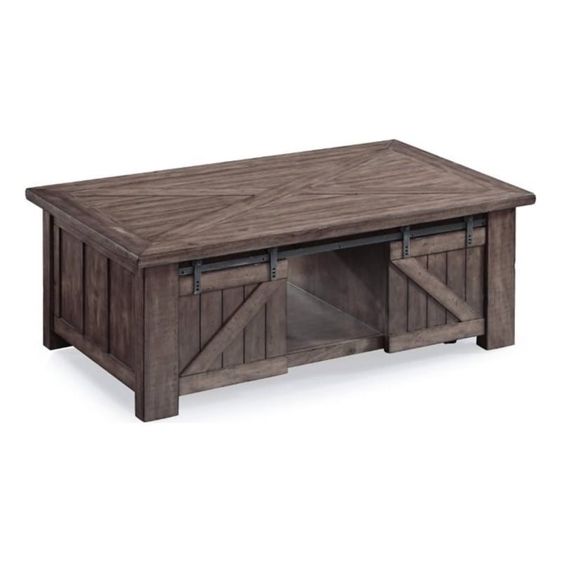 Pemberly Row Modern Lift-Top Coffee Table in Weathered Charcoal