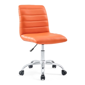 pemberly row modern vinyl armless mid back office chair in orange