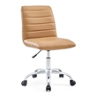 Pemberly Row Modern Vinyl Armless Mid Back Office Chair in Tan