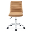 Pemberly Row Modern Vinyl Armless Mid Back Office Chair in Tan
