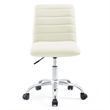 Pemberly Row Modern Vinyl Armless Mid Back Office Chair in White