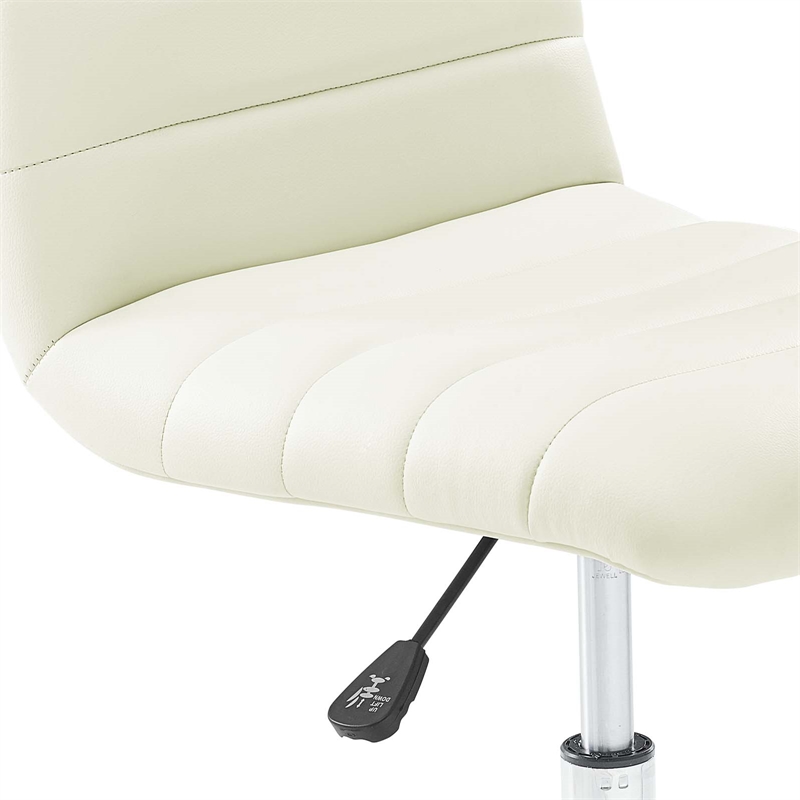 Pemberly Row Modern Vinyl Armless Mid Back Office Chair in White