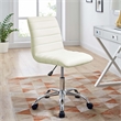 Pemberly Row Modern Vinyl Armless Mid Back Office Chair in White