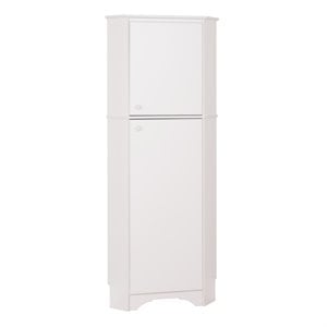 Pemberly Row Elite Tall 2 Door Corner Storage Cabinet in White
