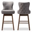 Pemberly Row Contemporary Swivel Barstool in Gray (Set of 2)