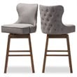 Pemberly Row Contemporary Swivel Barstool in Gray (Set of 2)