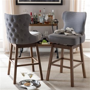 Pemberly Row Contemporary Swivel Barstool in Gray (Set of 2)