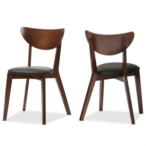 Pemberly Row Modern Wood Dining Chair in Dark Walnut (Set of 2)