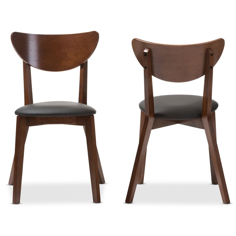Pemberly Row Modern Wood Dining Chair in Dark Walnut (Set of 2)