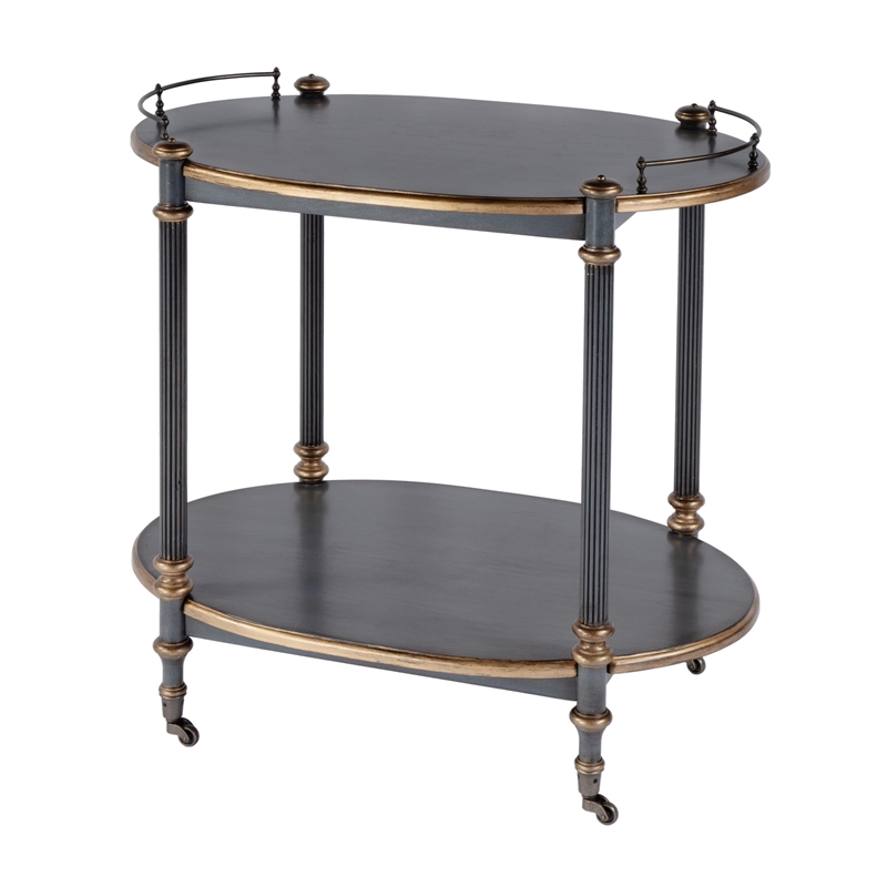 Pemberly Row Contemporary 2 Tier Bur Wood Bar Cart - Olive Ash