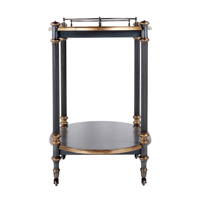 Pemberly Row Contemporary 2 Tier Bur Wood Bar Cart - Olive Ash