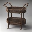 Pemberly Row Contemporary Bar Cart in Medium Brown Rattan Finish