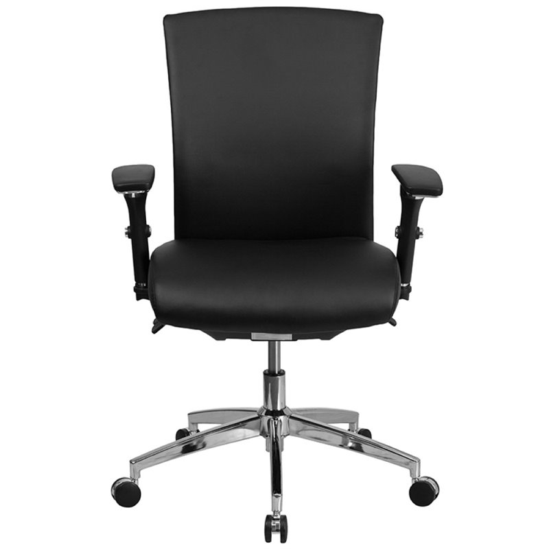 Pemberly Row Contemporary Leather Swivel Office Chair in Black
