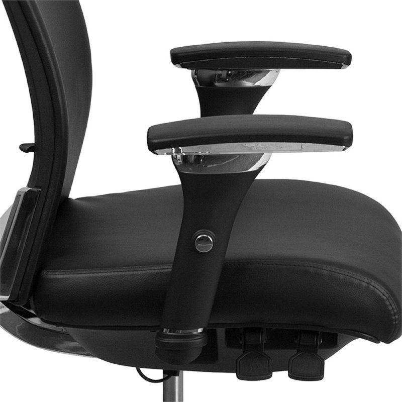 Pemberly Row Contemporary Leather Swivel Office Chair in Black