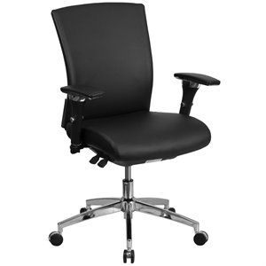 pemberly row contemporary leather swivel office chair in black