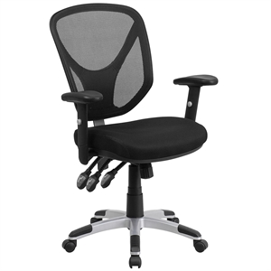 Pemberly Row Contemporary Swivel Office Chair in Black Finish