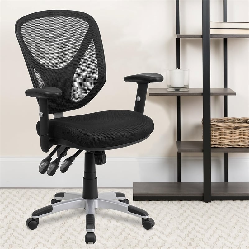 Pemberly Row Contemporary Swivel Office Chair in Black Finish
