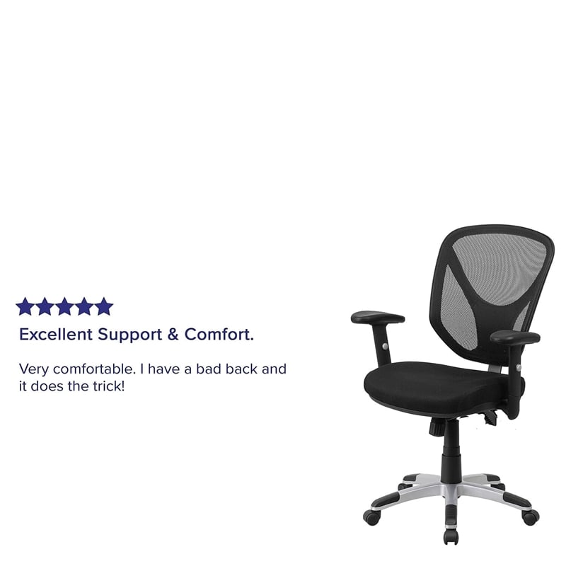 Pemberly Row Contemporary Swivel Office Chair in Black Finish