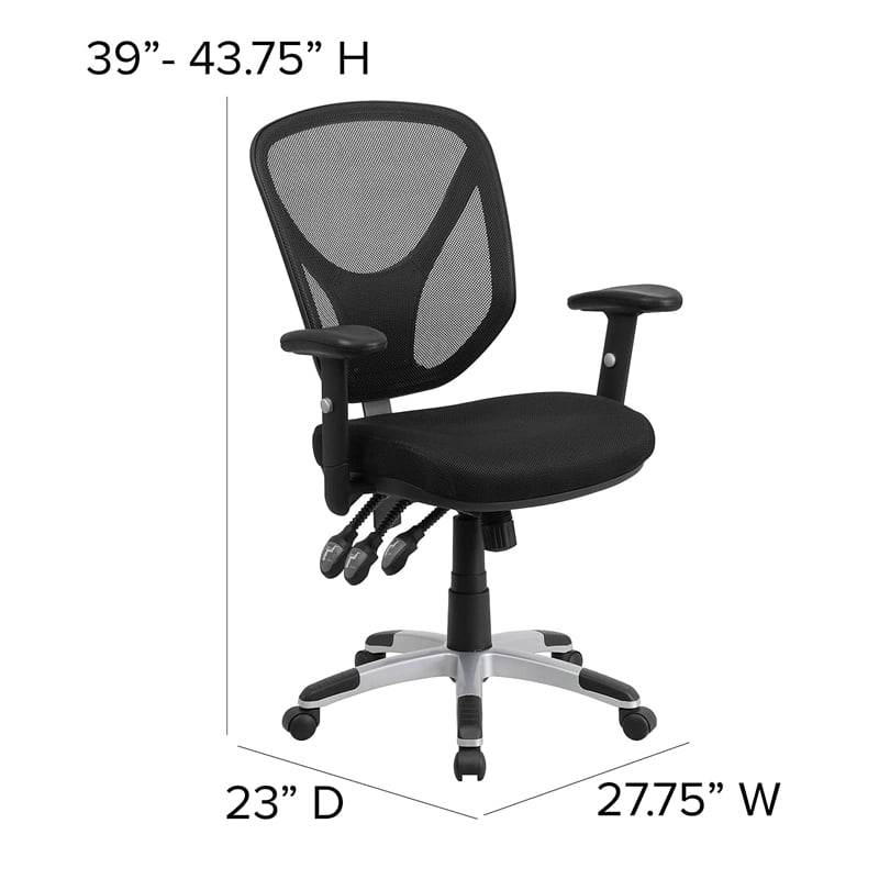 Pemberly Row Contemporary Swivel Office Chair in Black Finish