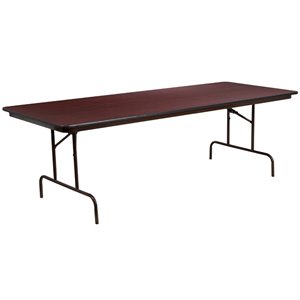 Pemberly Row 96&quot x 36&quot Melamine Top Folding Table in Mahogany