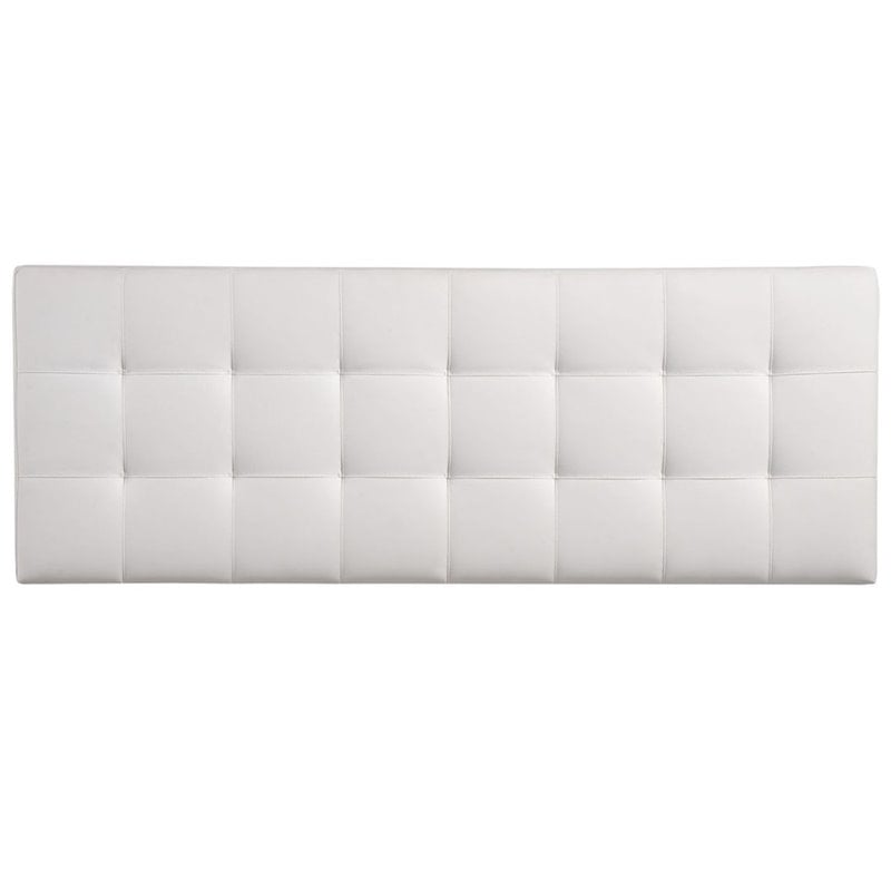 Pemberly Row King Upholstered Faux Leather and Wood Headboard in White
